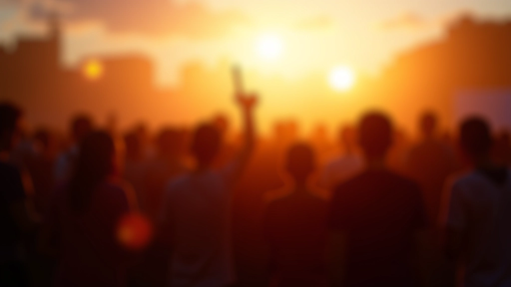 Multidão em festival de música ao ar livre durante o pôr do sol